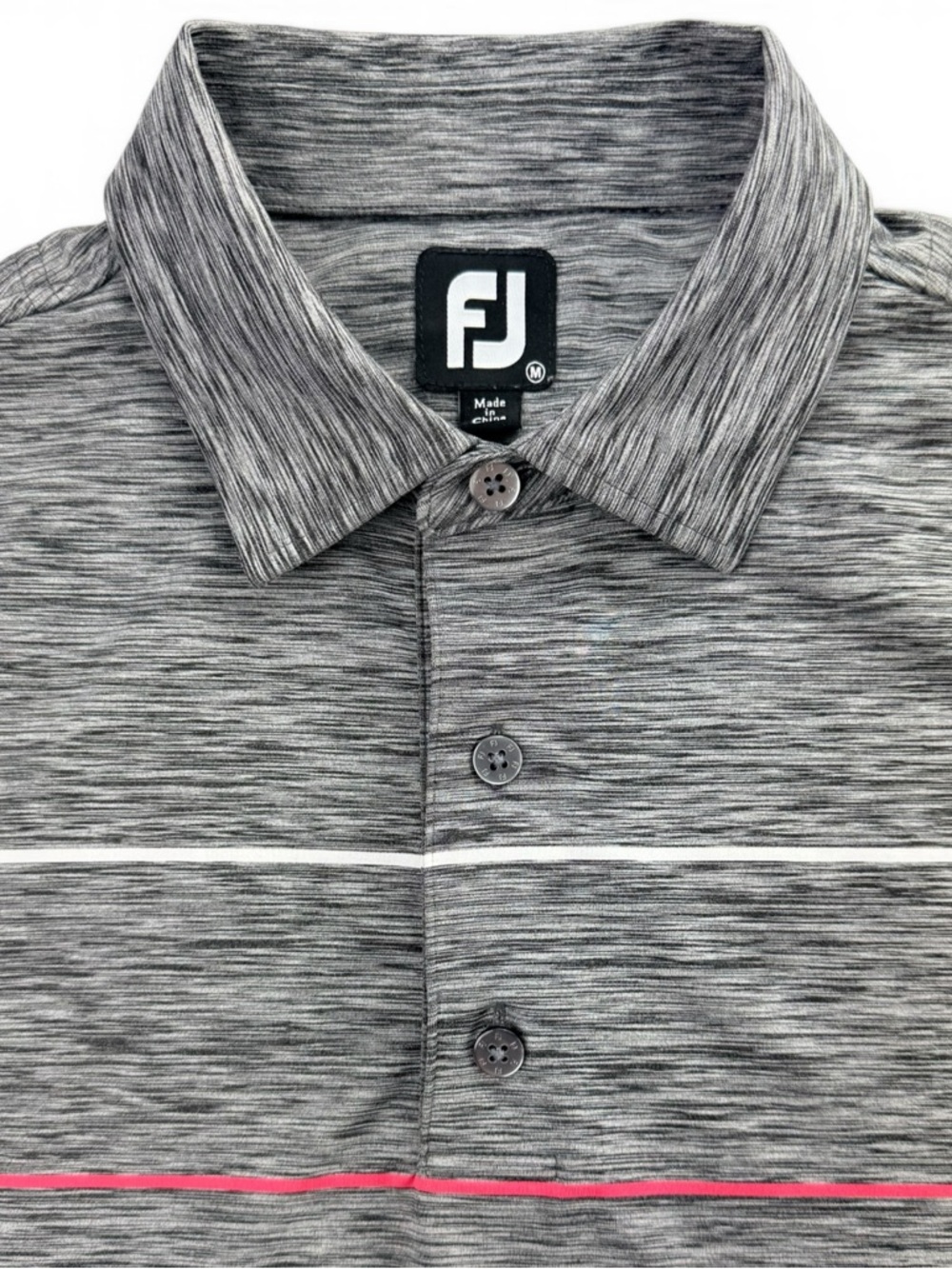 FootJoy Men's M Gray Heather Stripe Golf Polo